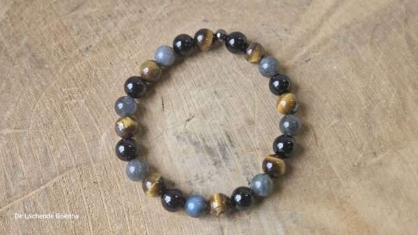 Toermalijn, Labradoriet, Tijgeroog armband - Afbeelding 2