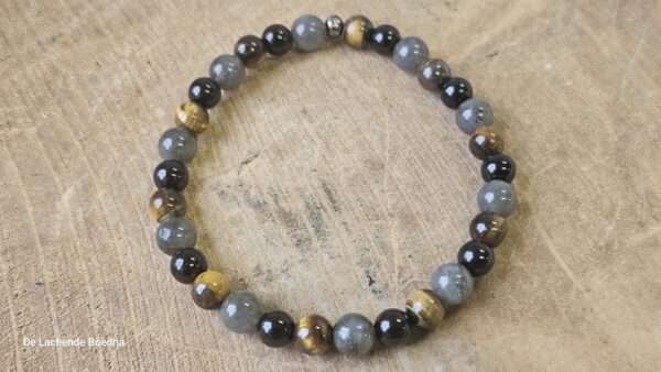 Toermalijn, Labradoriet, Tijgeroog armband