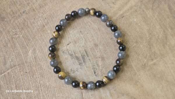 Toermalijn, Labradoriet, Tijgeroog armband - Afbeelding 2