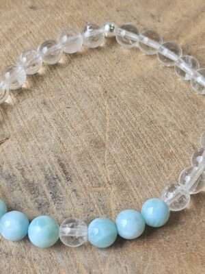 Bergkristal met larimar armband