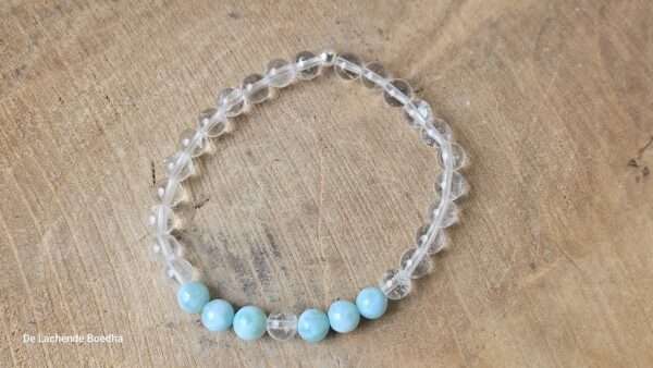 Bergkristal met larimar armband - Afbeelding 2