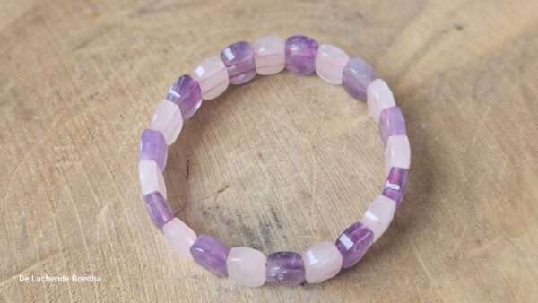 Rozenkwarts en amethist armband - Afbeelding 2