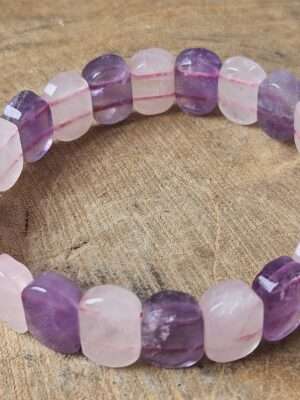 Rozenkwarts en amethist armband