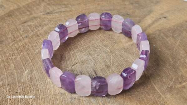 Rozenkwarts en amethist armband