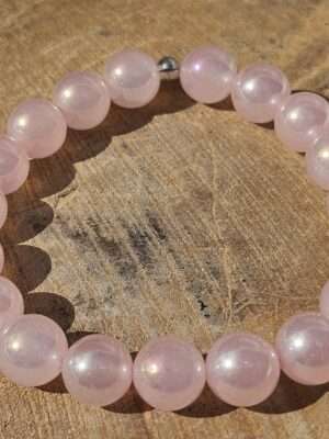 Roze aurakwarts armband