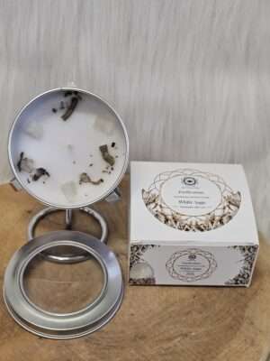 Edelsteenkaars zuivering witte salie