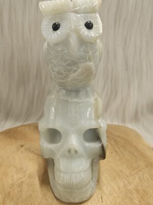 Aventurijn skull met uil