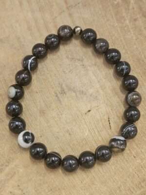 Zwarte band agaat armband