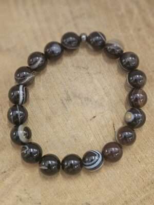 Zwarte band agaat armband